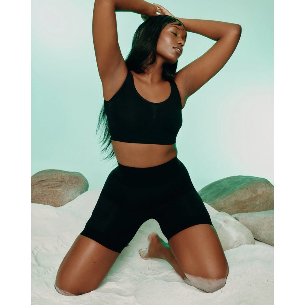 BRAE by SHEERTEX 'No-Sweat Smoothing 6” Semi-Sheer Shorts' in Black